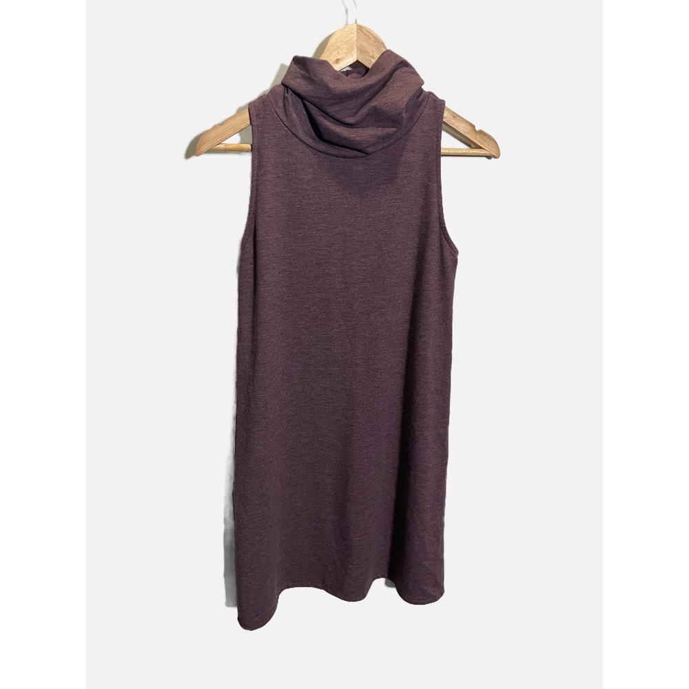 Leith Shift Dress Women S Purple Cowl Neck Sleeveless Knit Casual Minimalist